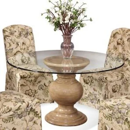 Martina Pedestal Base with Glass Top Dining Table